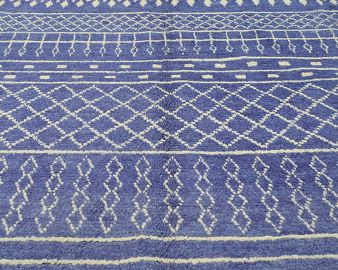 9x12 Moroccan Blue Hand Woven Wool Area Rug